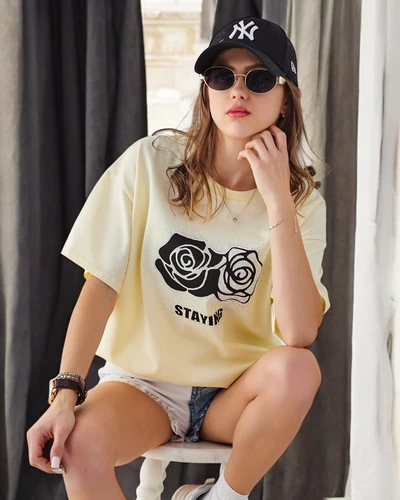 Royalfashion Дамска памучна тениска Роза Цвете