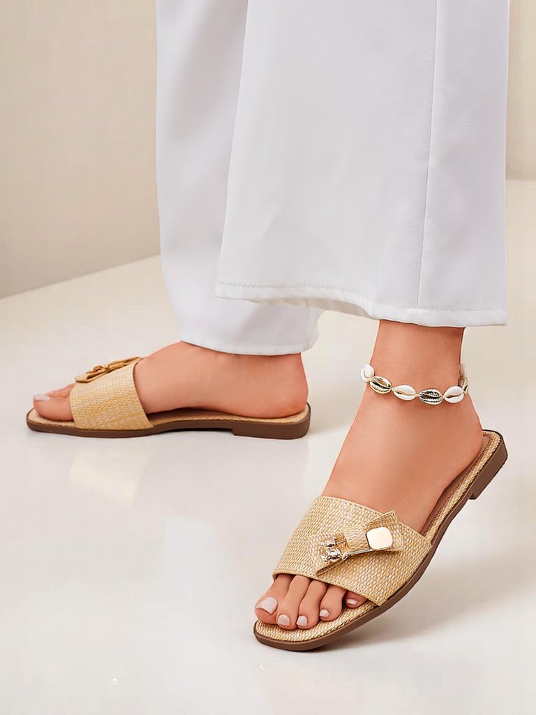 Royalfashion Дамски сламени чехли сандали Aurelia