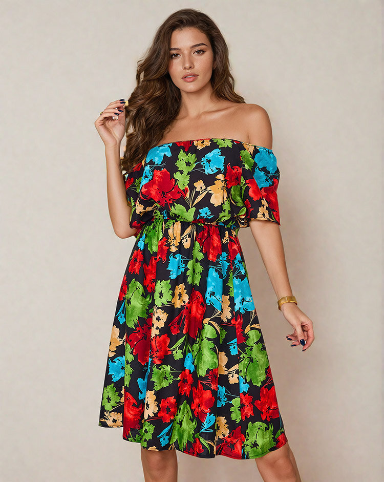 Royalfashion Десенирана дамска мини рокля a'la hiszpanka