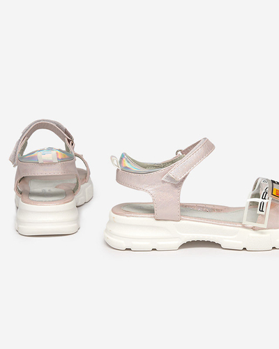 Jasnoróżowe błyszczące sandałki dziewczęce Lorij- Obuwie