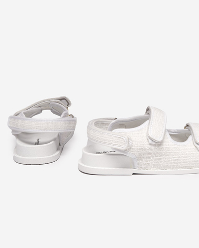 Białe damskie tkaninowe sandały Desotty- Obuwie