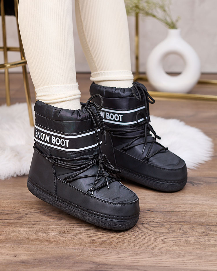 Royalfashion Черни дамски ботуши за сняг с венец Soblesia