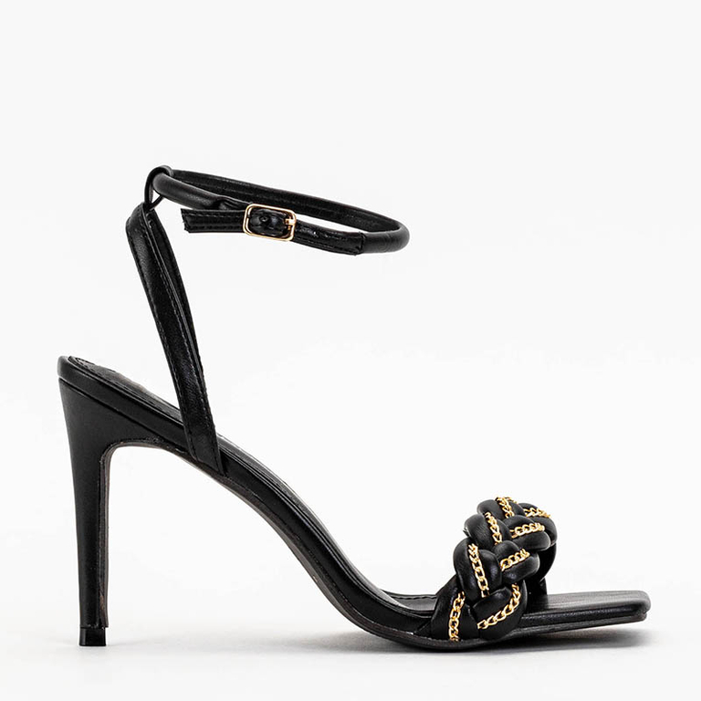 Czarne damskie sandały na szpilce Tenedi - Obuwie