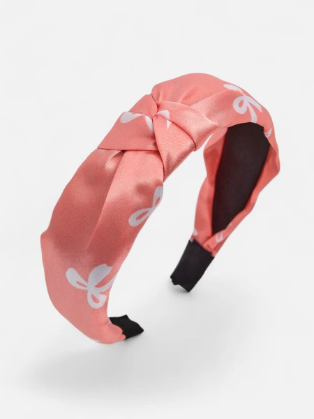 Royalfashion Сатенена лента за коса с плитка и принт