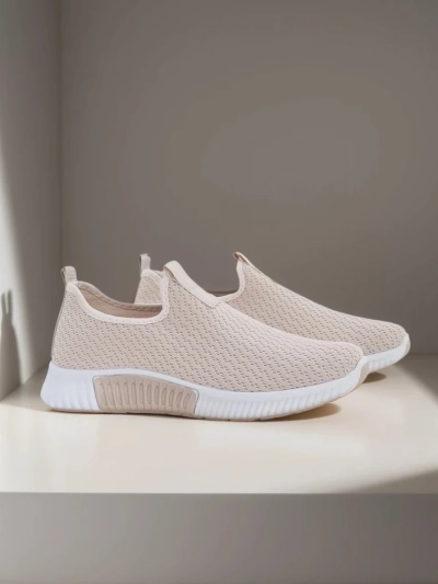 Дамски бежови сникърси Eulalia Slip-On плосък ток плат лято пролет