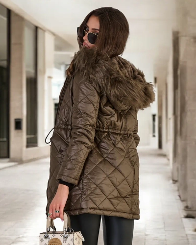 Royalfashion Дамско ватирано яке в тъмнозелено