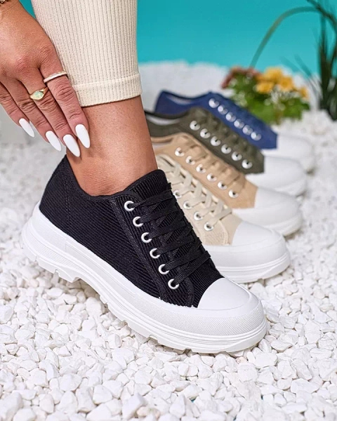 Royalfashion Черни дамски маратонки на платформа Spollero