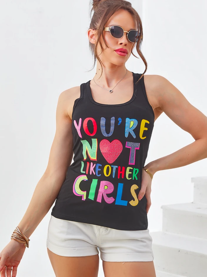 Royalfashion Женски памучен потник с презрамки и уникални шарки