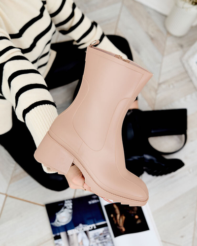 Royalfashion Бежови матови дамски ботуши Tentiris