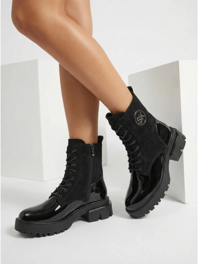 Дамски боти еко кожа и еко велур Lalunes