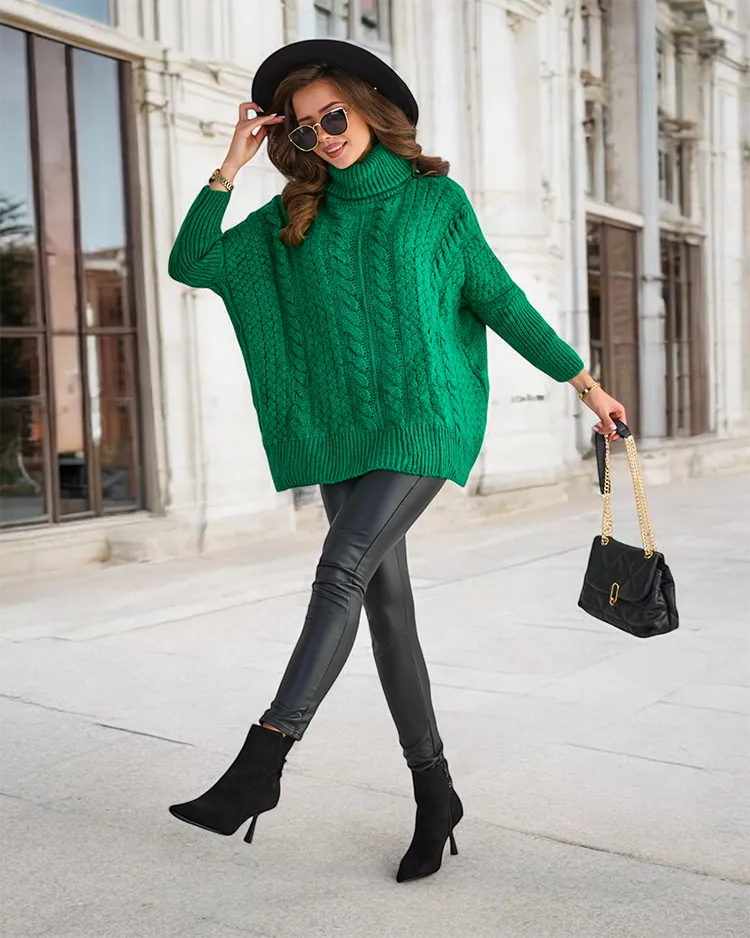 Royalfashion Дамски пуловер с волан