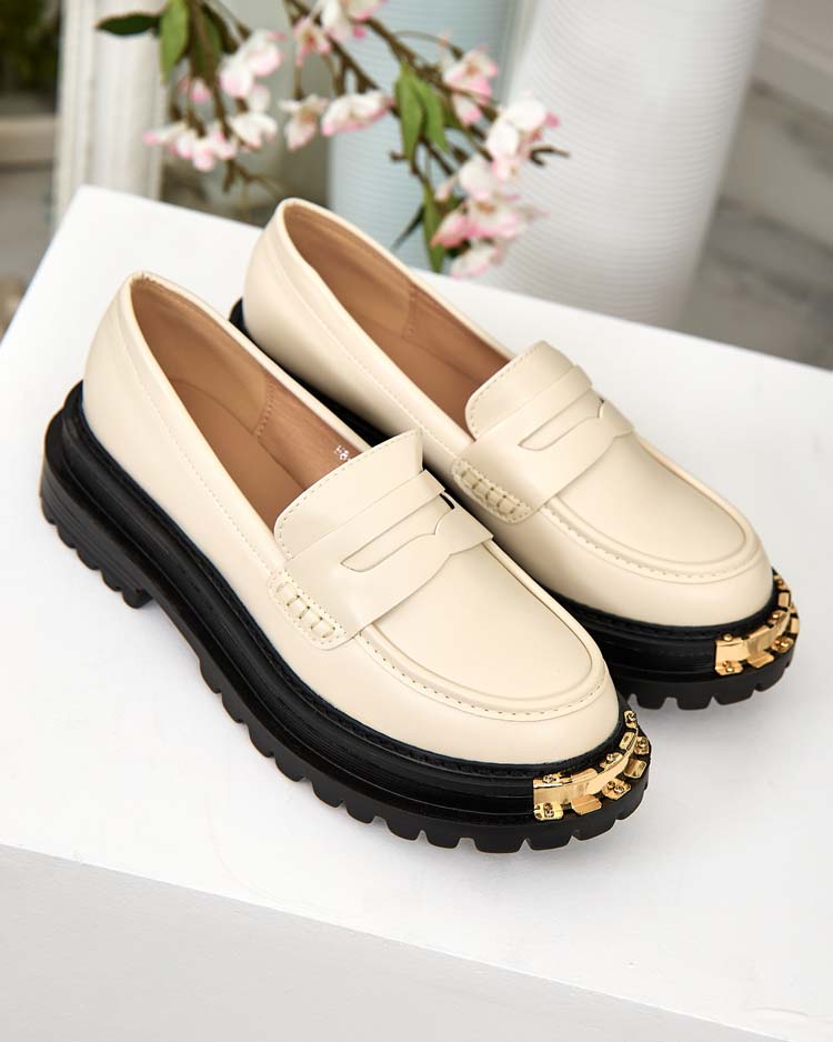 Дамски Лоуфъри Aurelia Бежови на Платформа 5см - Стилни и Удобни