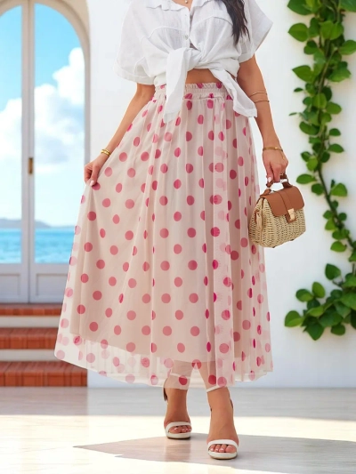 Рокля midi от вискоза с тюл на точки от Royalfashion