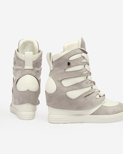 Royalfashion Сиви дамски спортни ботуши на ток Pamstinsa