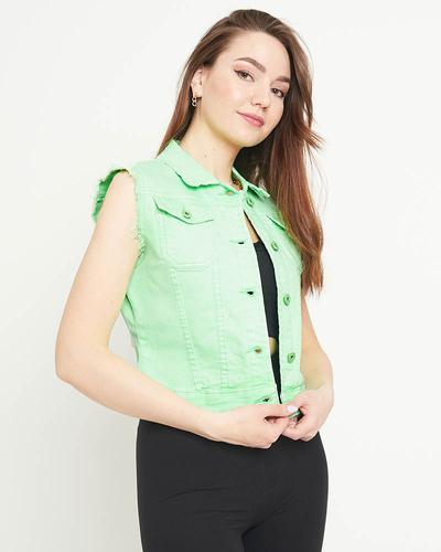 Zielona jeansowa kamizelka damska - Odzież