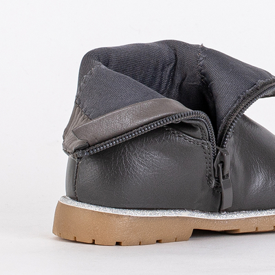 Szare botki dziewczęce z ozdobną cholewką Nokimi- Obuwie