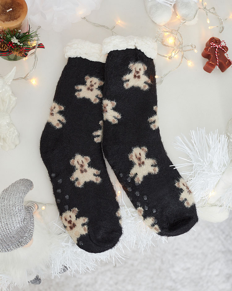 Royalfashion Изолирани черни дамски чорапи с мечета