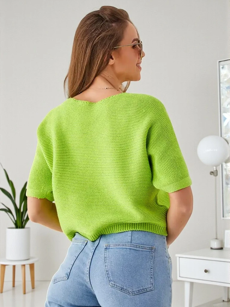 Royalfashion Женски памучен къс пуловер с пеперуди