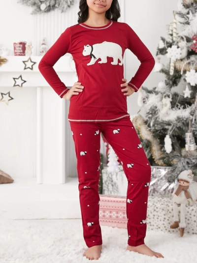 Рождественски детски пижами от памук с полярна мечка