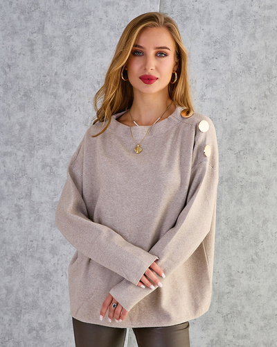 Royalfashion Тънък дамски пуловер с декорации на раменете