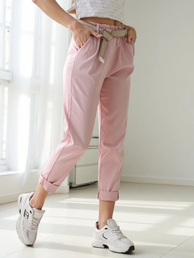 Royalfashion Вискозни прави женски панталони с колан