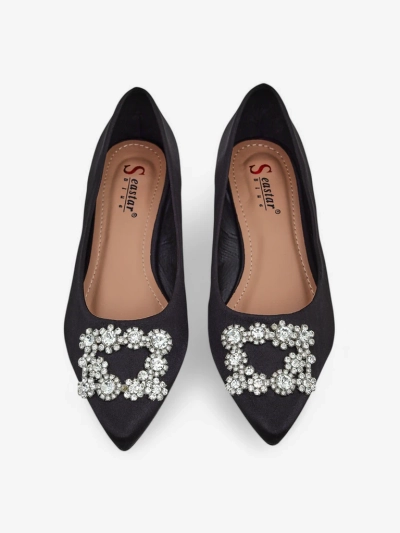 Royalfashion Женски балерини с подобен на сатен материал и катарама Legant