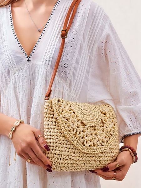 Royalfashion Малка сламена дамска чанта Sunny Stripes Mini