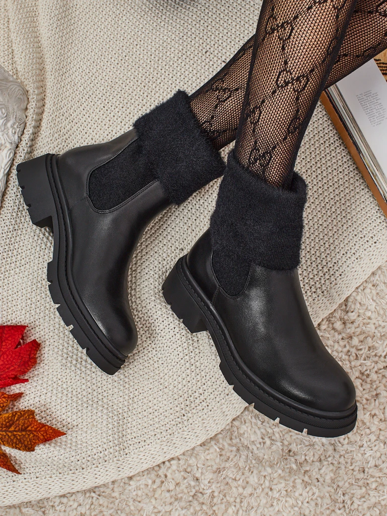 Дамски еко кожени боти с пух Kesy