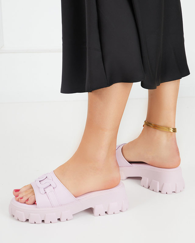 OUTLET Fioletowe klapki damskie na grubszej podeszwie Inza- Obuwie