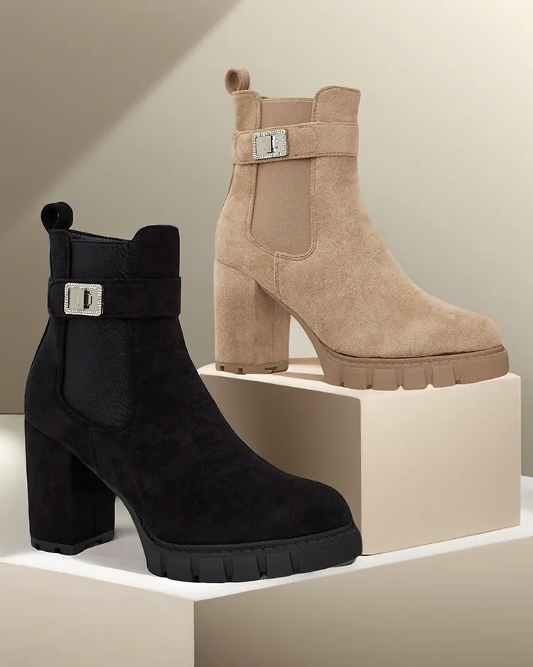 Дамски блок ток глезенки ботуши на Royalfashion Effo