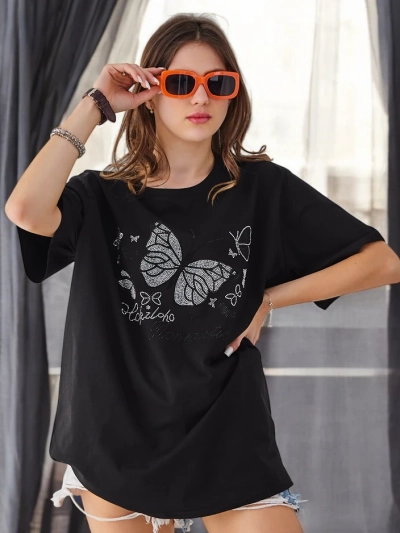 Royalfashion Женска блуза от памук Романтичен пеперуда