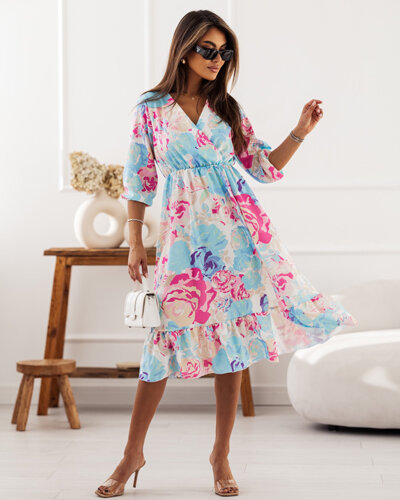 Royalfashion Дамска миди рокля с оригинален десен