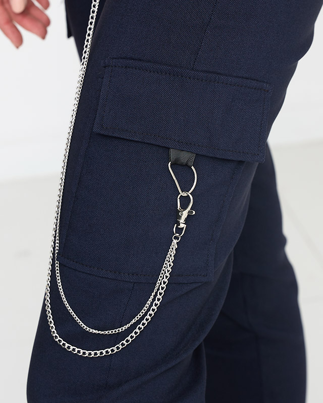 Тъмносин изолиран карго панталон с джобове - Облекло