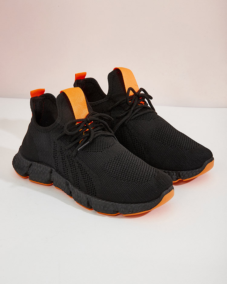 Czarno- pomarańczowe sportowe buty damskie Bommgi - Obuwie