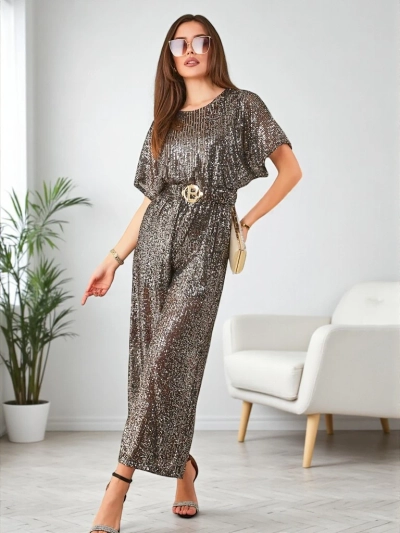 Royalfashion Дълга дамска комбина с пайети