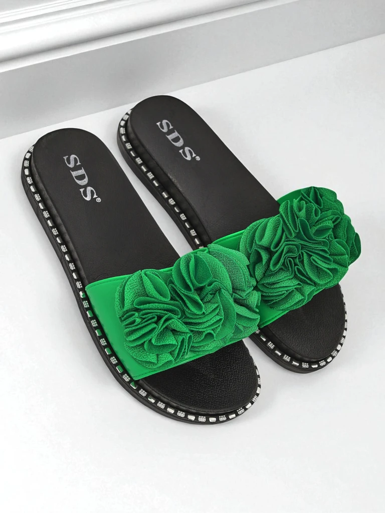 Royalfashion Дамски чехли с равна подметка Flora Verde