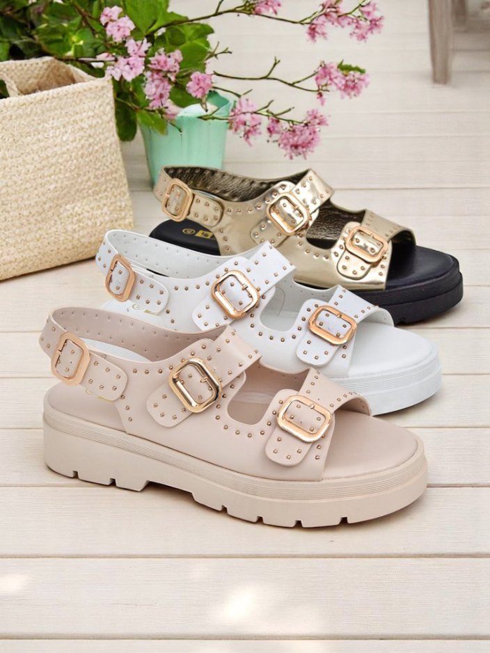 Royalfashion Дамски сандали на дебела подметка с камъчета Rocky Chic