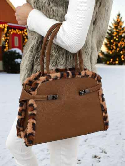 Малка дамска чанта от еко кожа с пантерка Panthory