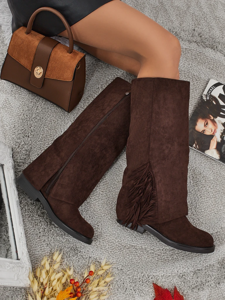 Дамски еко велурени ботуши с горна част Ismara