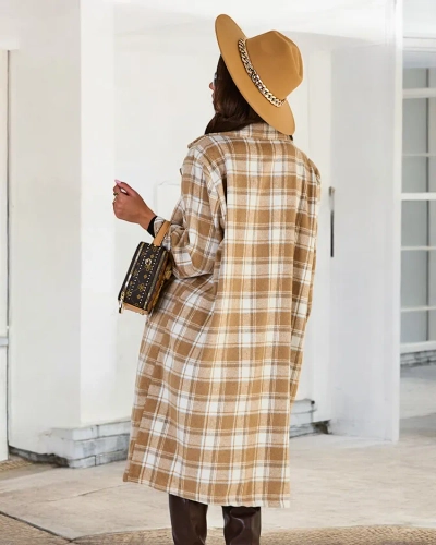 Royalfashion Дамско карирано палто