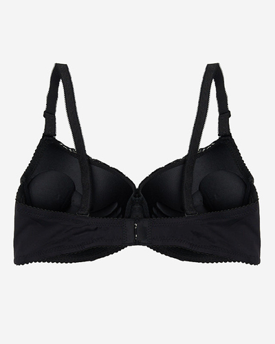 Черен дамски сутиен с дантелена вложка - Бельо