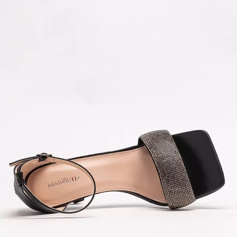 OUTLET Czarne damskie sandały na szpilce Enedi - Obuwie