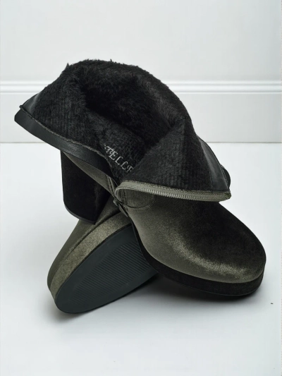 Дамски боти на ток, имитация на велур, Miss