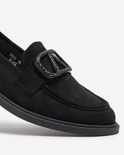 Черни дамски мокасини с орнамент Fogras- Footwear