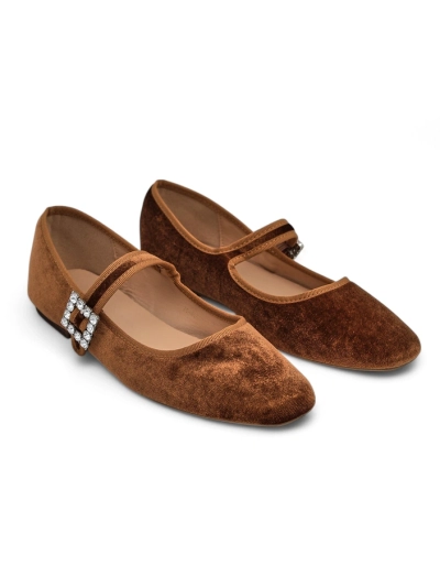 Royalfashion дамски балеринки а' ла велур с катарами и лента Enribes