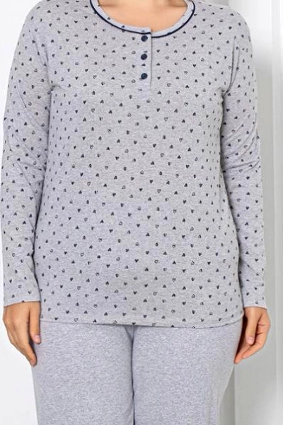 Royalfashion Дамски памучен комплект пижама от 2 части с мотиви сърца, ПЛЮС РАЗМЕР