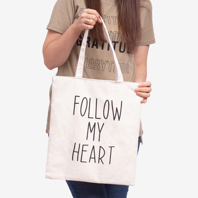 Biała materiałowa torba z napisem - Akcesoria