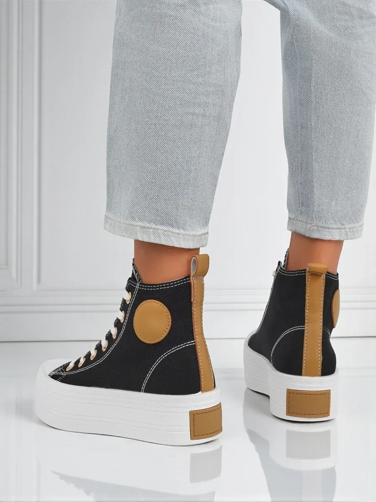 Дамски маратонки Callisto Nero на платформа, плат, черни, лято/есен