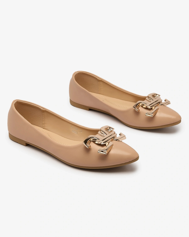 Royalfashion Яркорозови дамски балерини със заострен връх и украса на носа Figgda