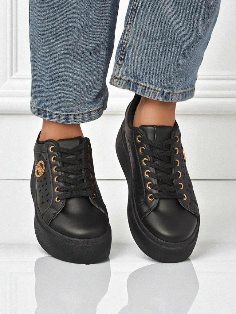 Aurelia Nero - Черна платформа Royalfashion от еко кожа, модел LH201-8